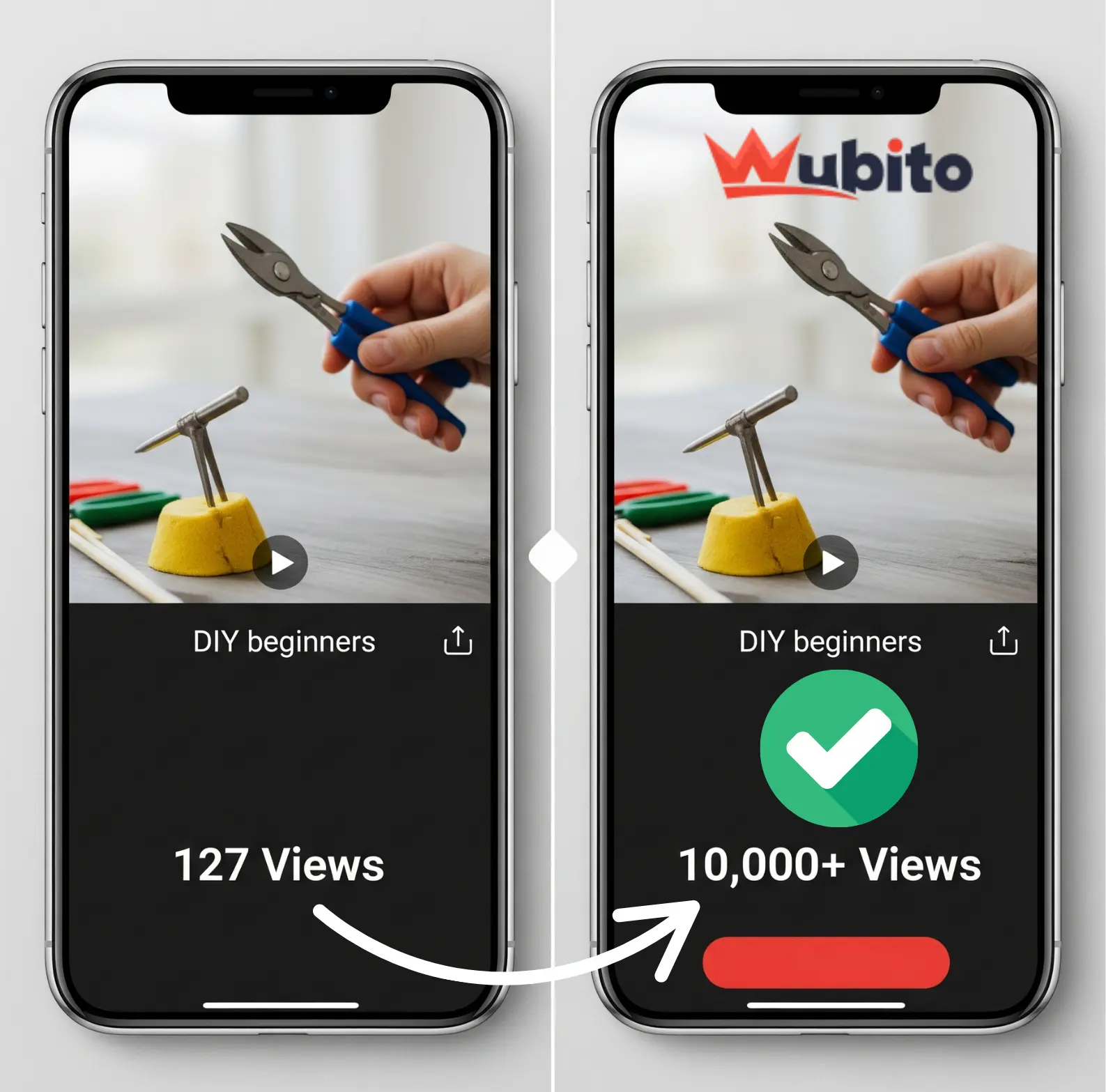 Tiktok izlenme hilesi oncesi ve sonrasi wubito