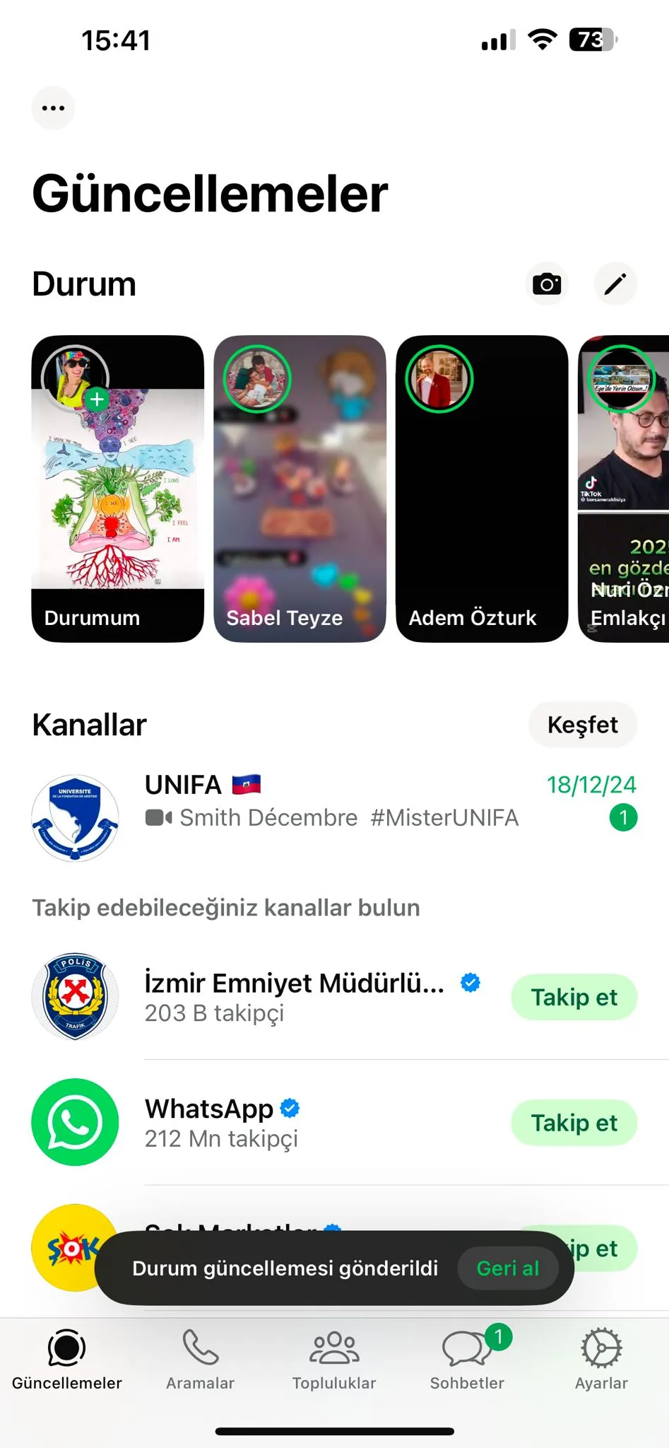 Whatsapp durumuma bakan kisileri gorme